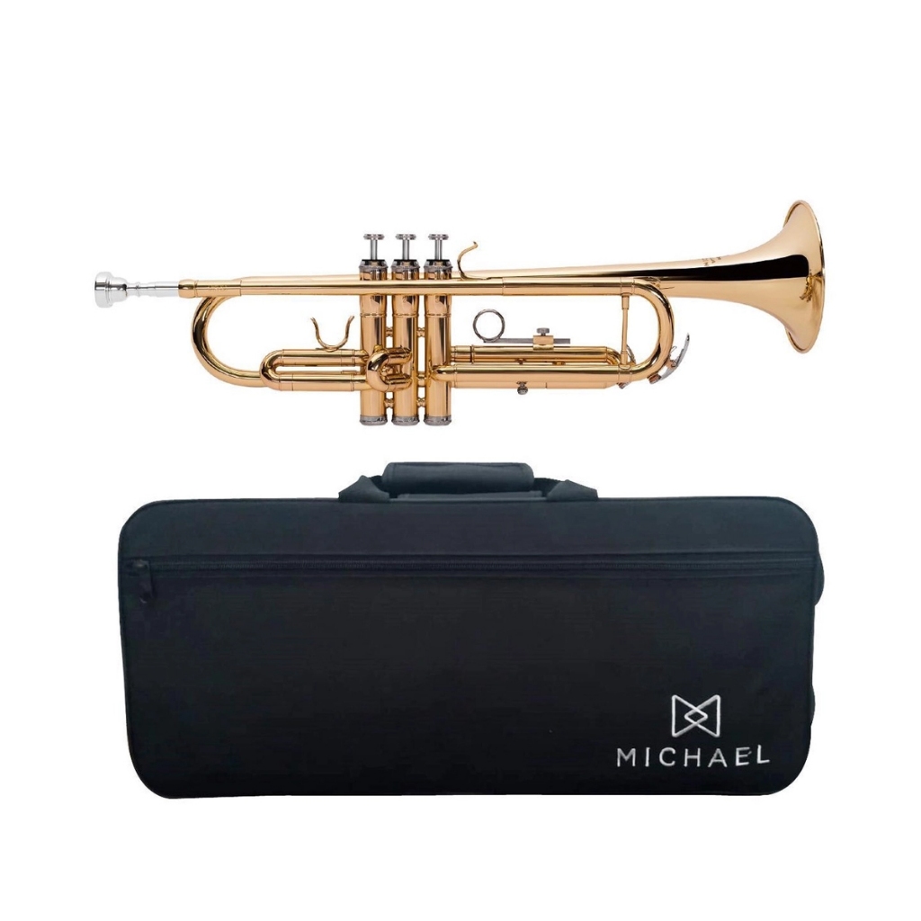 Trompete Michael Wtrm30 3 Válvulas Laqueado Com Capa Cor Dourado - Hobbies & Collections