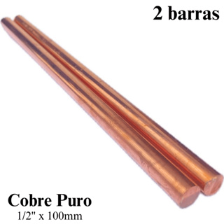 Barra Cobre Puro Eletrolítico 1/2" (12,70mm) x 100mm - 2 peças Ionizar Piscina em Oferta na Shopee