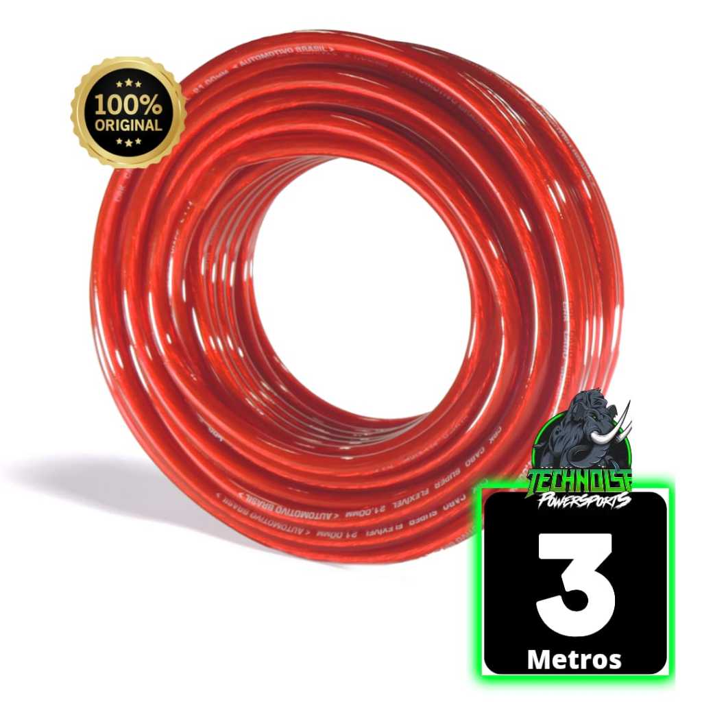 Cabo Bateria 21mm Technoise Força Som Automotivo Rolo 3 Metros 100% Cobre