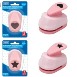 Furador Decorativo Coração e Estrela 25mm - Tilibra em Oferta na Shopee