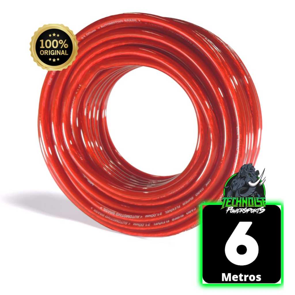 Cabo Bateria 21mm Technoise Força Som Automotivo Rolo 6 Metros 100% Cobre