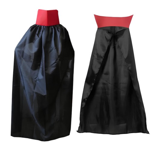 Capa Vampiro Dracula Adulto Fantasia Halloween Preto Gola Vermelha
