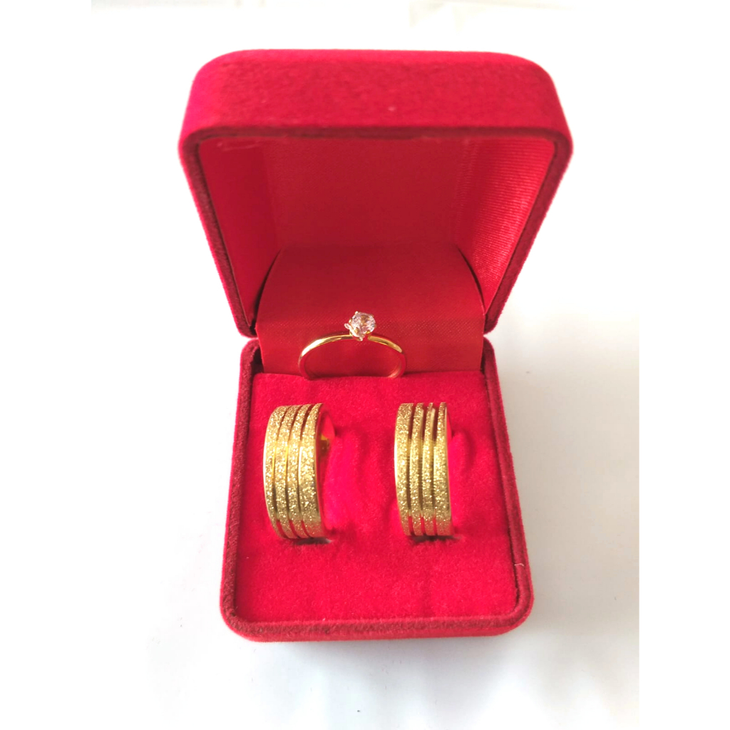 Par de anel Alianças 8mm banhada moeda antiga De Casamento jateada Diamantada Filete + Anel Solitário