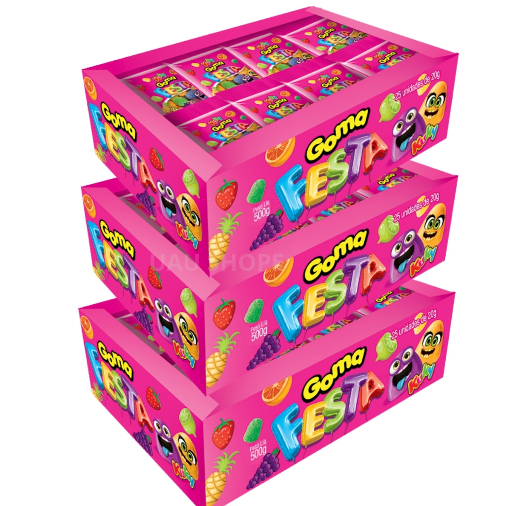 Mini Bala De Goma Festa Sortidas C/25 Unidades de 20gr Doce Aniversário em Oferta na Shopee