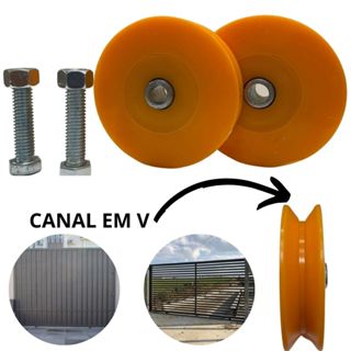 Kit 2 Roldana Rodinha Nylon 64mm 2.1/2 Tipo V Roldinha Roda Portão De Correr Deslizante Residencial em Oferta na Shopee