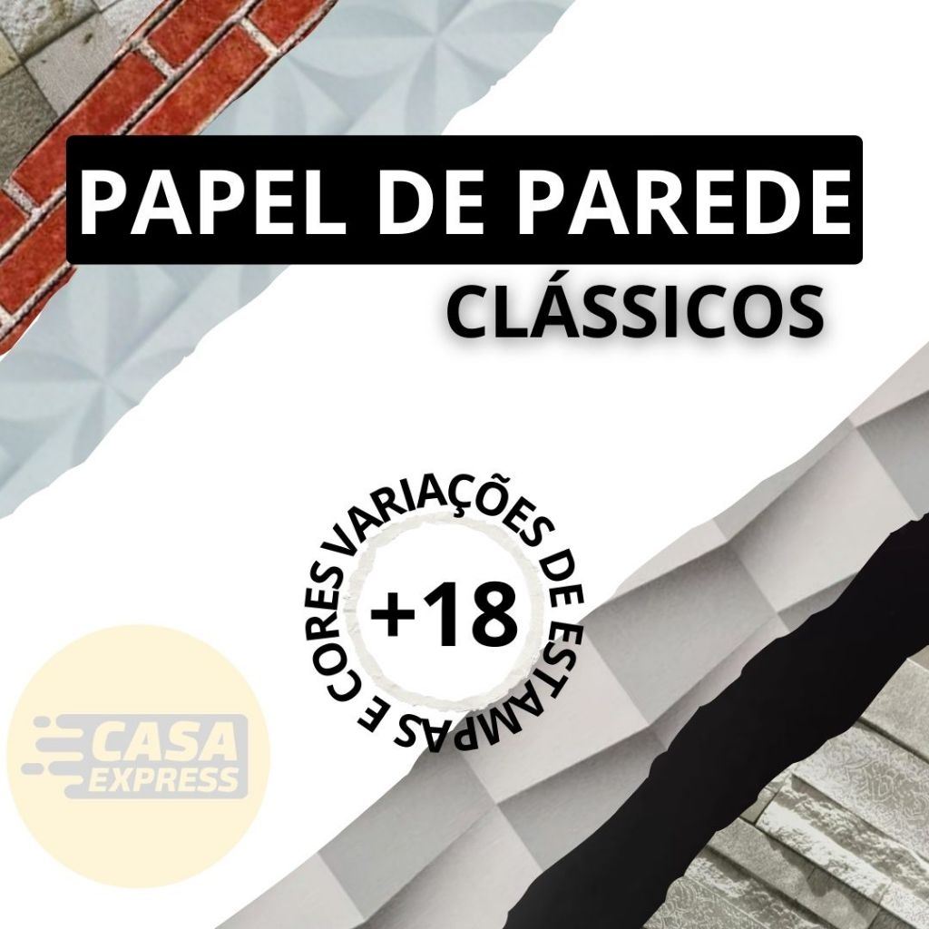 Papel De Parede Clássico Autoadesivo Diversas Cores e Estampas 5Mx45CM