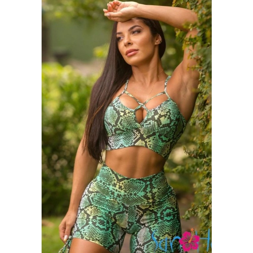 CONJUNTO SNAKE VERDE SHORT EMPINA BUMBUM