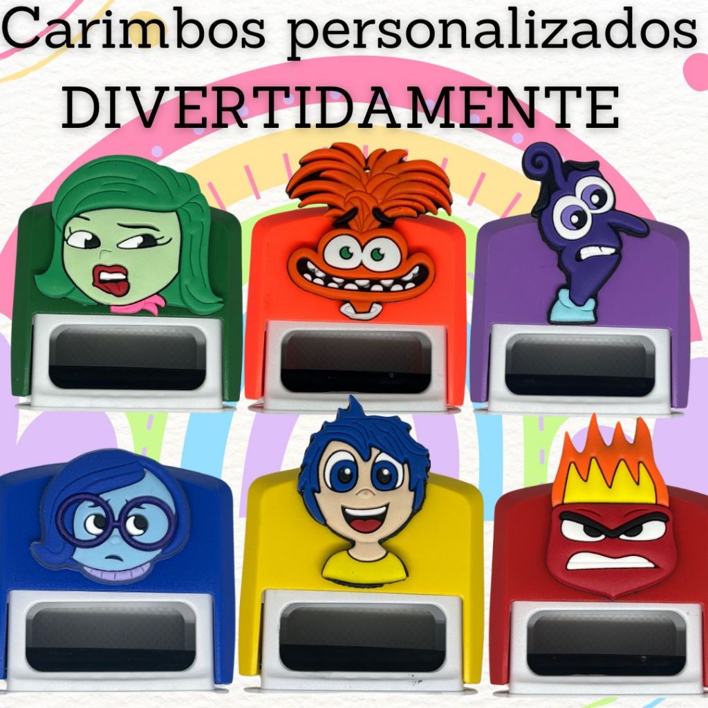 Carimbo Personalizado com os personagens de DIVERTIDAMENTE em Oferta na Shopee