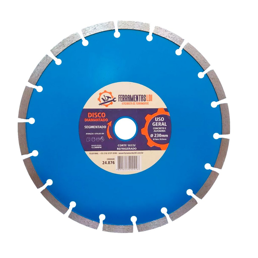 Disco de Corte Diamantado Segmentado 9 Polegadas (230mm) Ferramentas LDI