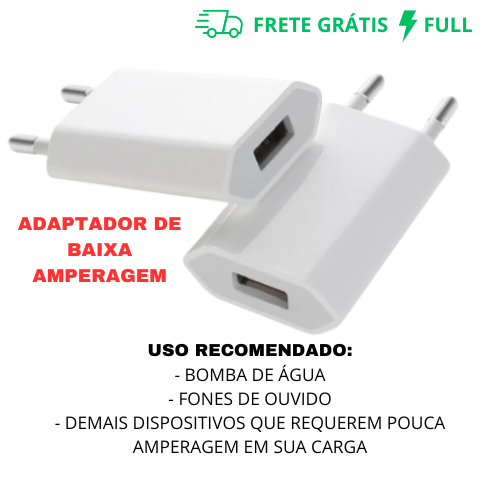 CARREGADOR TOMADA PLUG ADAPTADOR FONTE USB 5V 1A BIVOLT