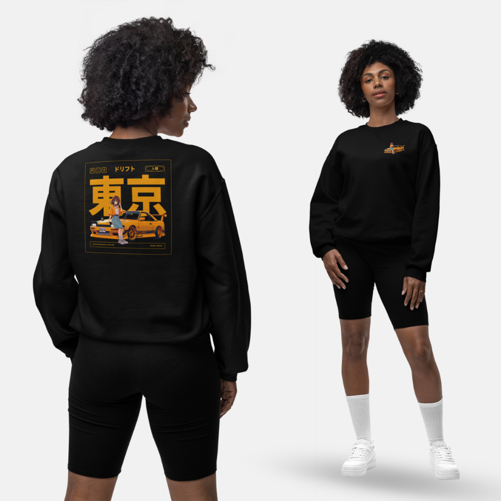 Blusa Moletom Gola Careca Anime Tokyo Preto Branco Feminino Masculino Unissex Oversized Street Wear Algodão Flanelado Estampado Anime Japonês
