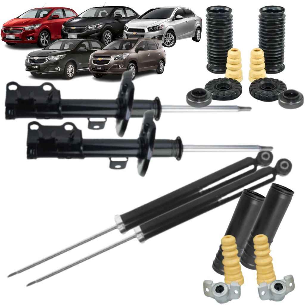 4 Amortecedor Kit Coxim Batente Dianteiro Traseiro Onix Cobalt Prisma Spin Sonic 2012 2013 2014 2015 2016 2017 2018 2019 2020 2021