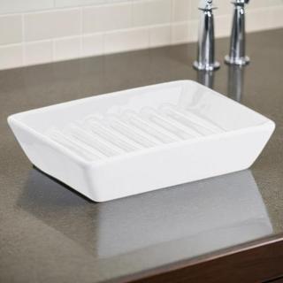 Saboneteira de porcelana retangular porta sabonete em barra saboneteira de louça branca