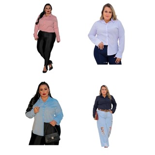 Camisete Feminina Manga Longa Plus Size Da Moda em Oferta na Shopee
