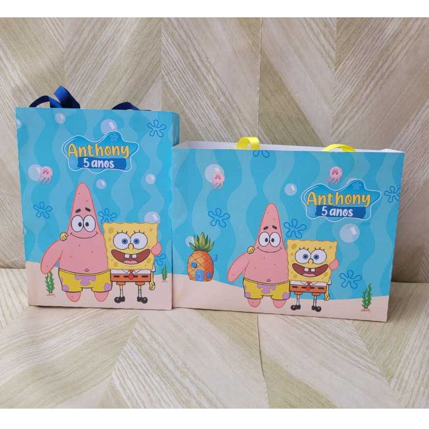 Sacolinha Bob Esponja Personalizada / sacolinha surpresa d / lembrancinhas / festa Bob esponja