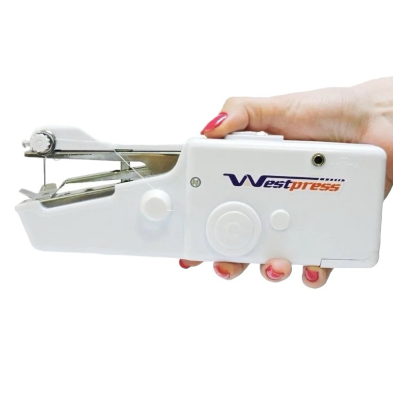 Mini Maquina de Costura Portátil a Pilha Couro Lã Jeans Manual de Mão pachwork br