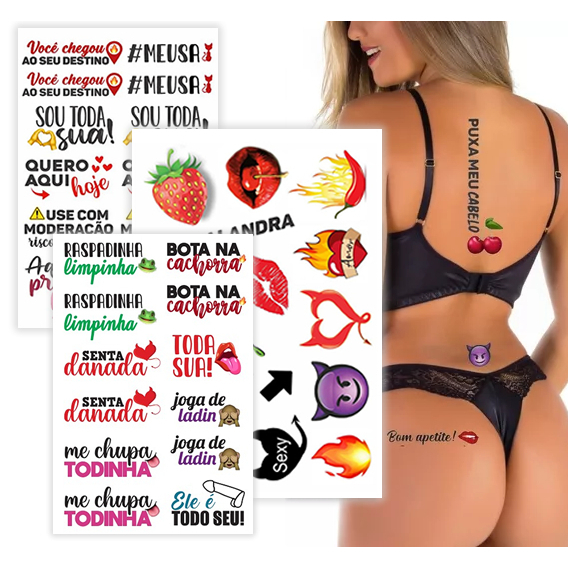 Tatuagens Temporárias Íntima Depilação | Tatuagem Adesivo Erótica em Oferta na Shopee