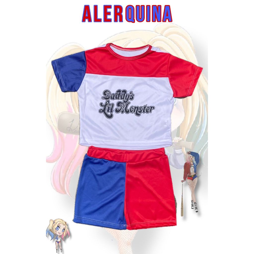 Combo Completo Fantasia Alerquina Com Taco E Meia Arrastão Infantil Tema De Aniversario