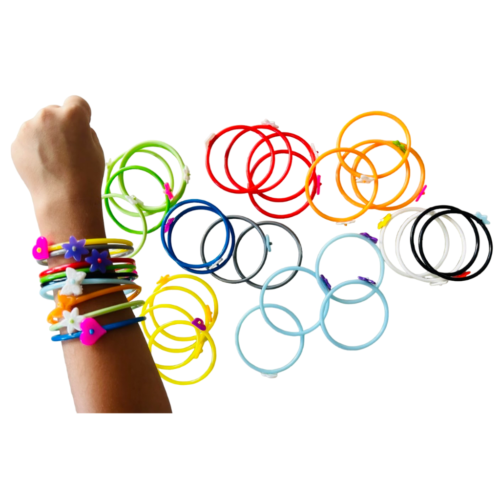 100 Unidades Pulseira Infantil Plástico Lembrancinha Aniversário Sacolinha Surpresa