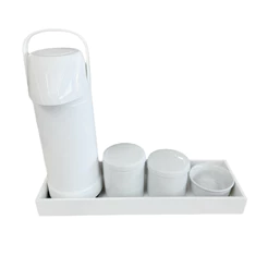 kit higiene bebe porcelana bandeja para 4 peças branca tampa em porcelana decoração quarto infantil neutro