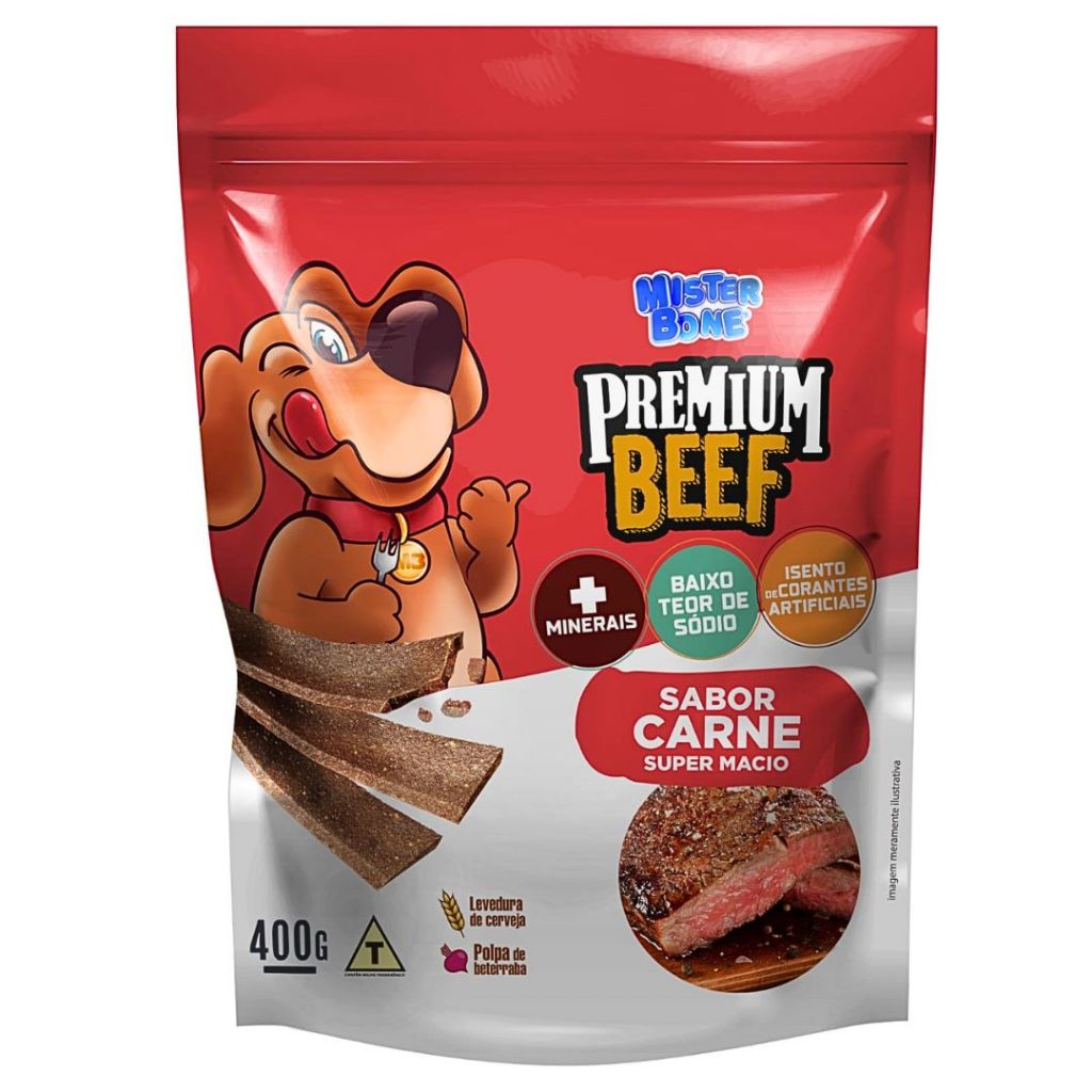 Bifinho Petisco Para Cachorro Cães Carne 400grs Pet Premium Mister Bone