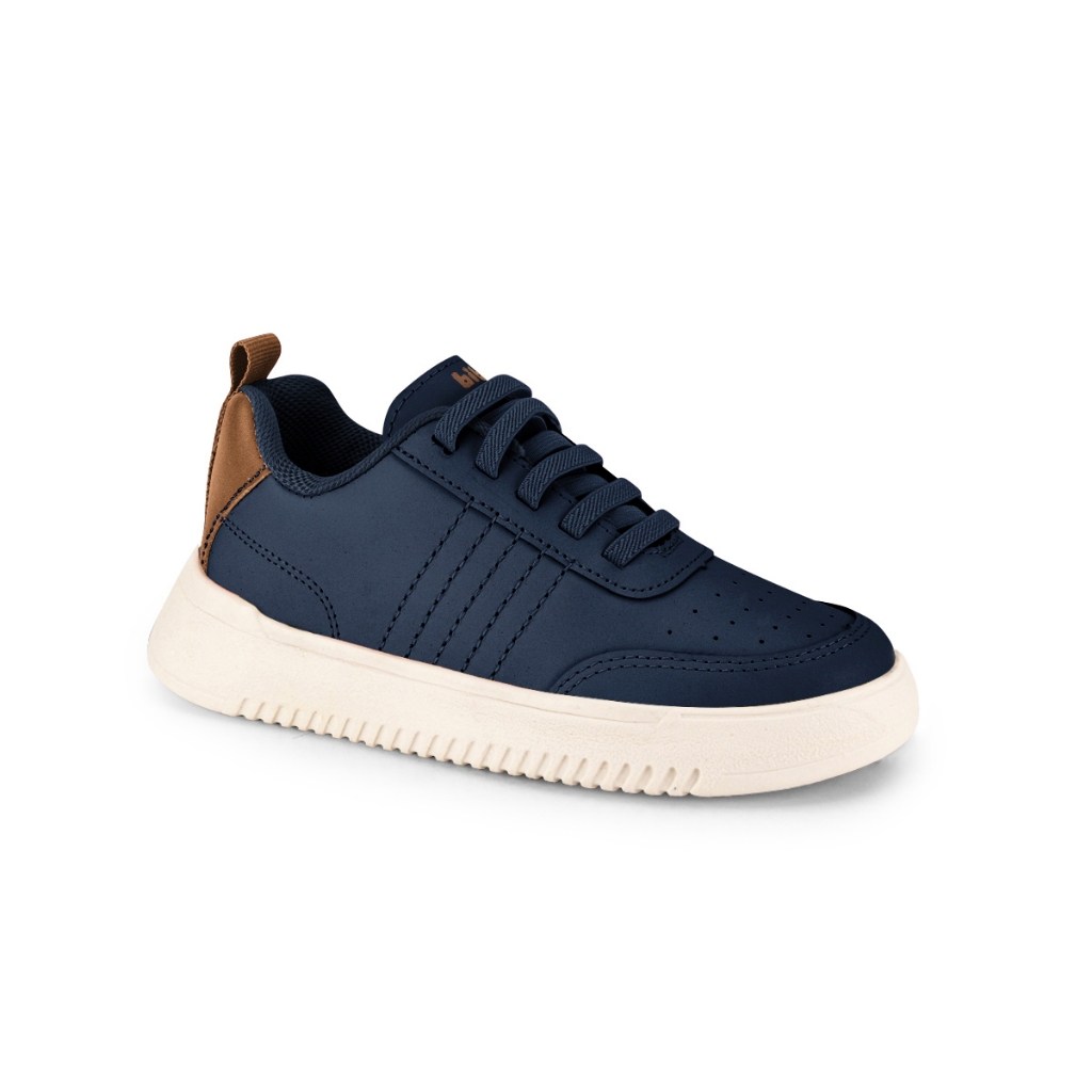 Tênis Infantil Bibi New Way Marinho Caramel Menino Leve Lançamento Moda Kids Criança Macio Escola
