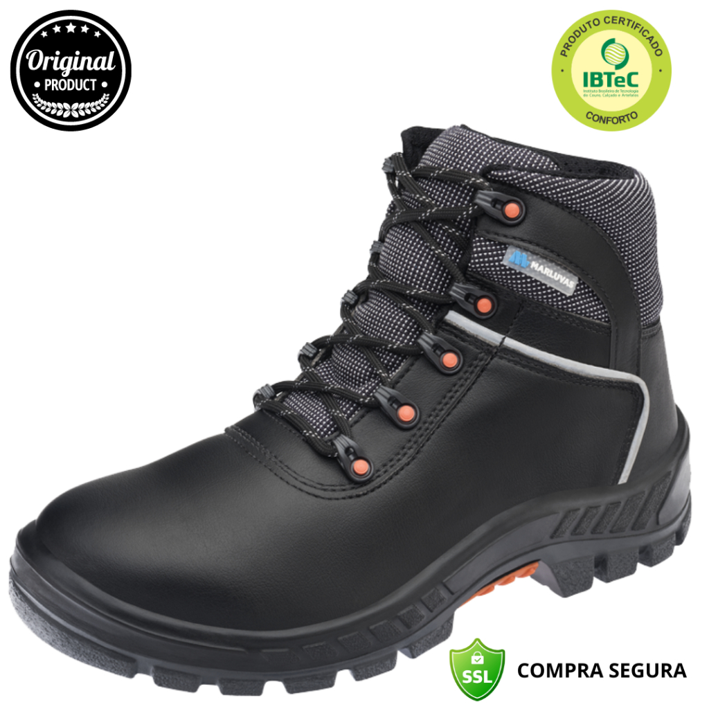 Bota botina Linha Premier Mod, Ocupacional,  Couro Nobuck Bico PVC, solado Bidensidade 75BPR29-MSMC.