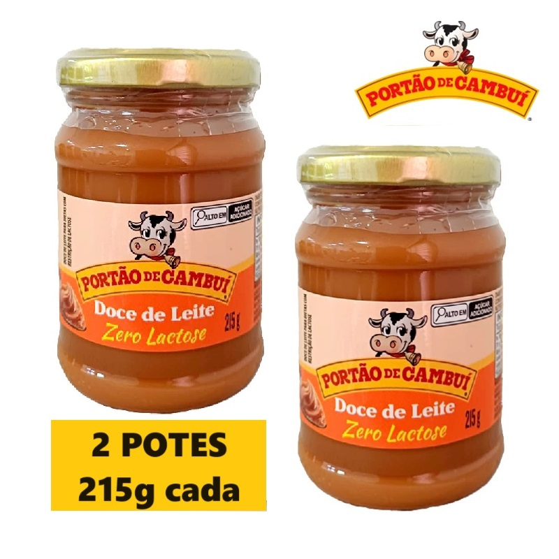 Doce de Leite Zero Lactose Portão de Cambui - Pastoso 215g - 02 Potes -  Sem Amido