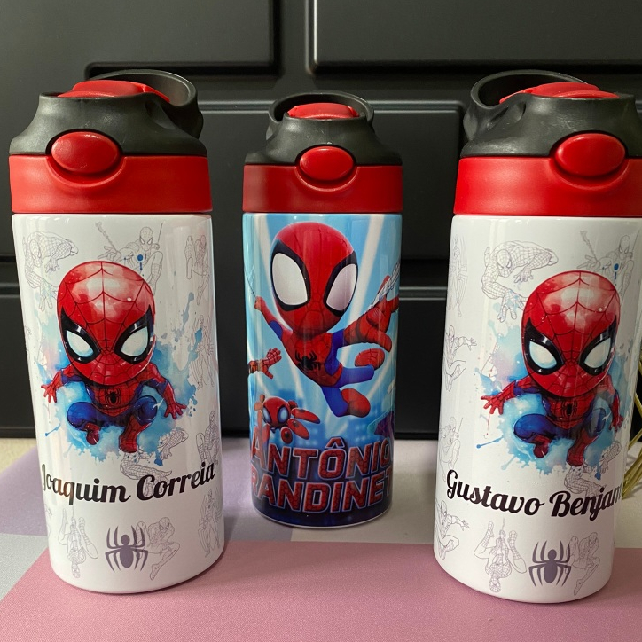 garrafinha térmica infantil homem aranha garrafinha com nome