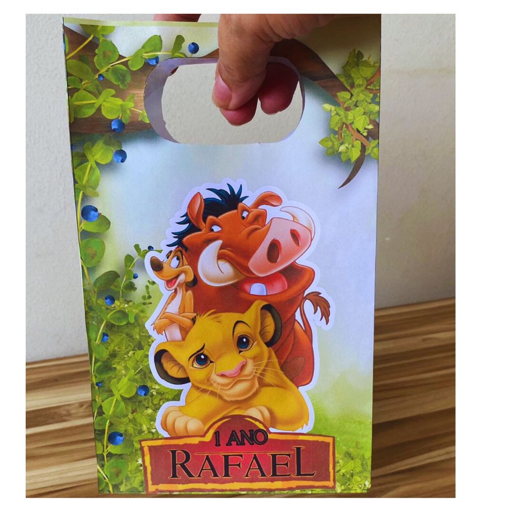 Sacolinha PEGUE E MONTE Surpresa Rei Leão / Caixinhas Personalizadas / Sacolinha de festa Rei Leão / Sacolinha Rei Leão
