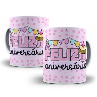 Caneca Personalizada Porcelana Feliz Aniversário em Oferta na Shopee
