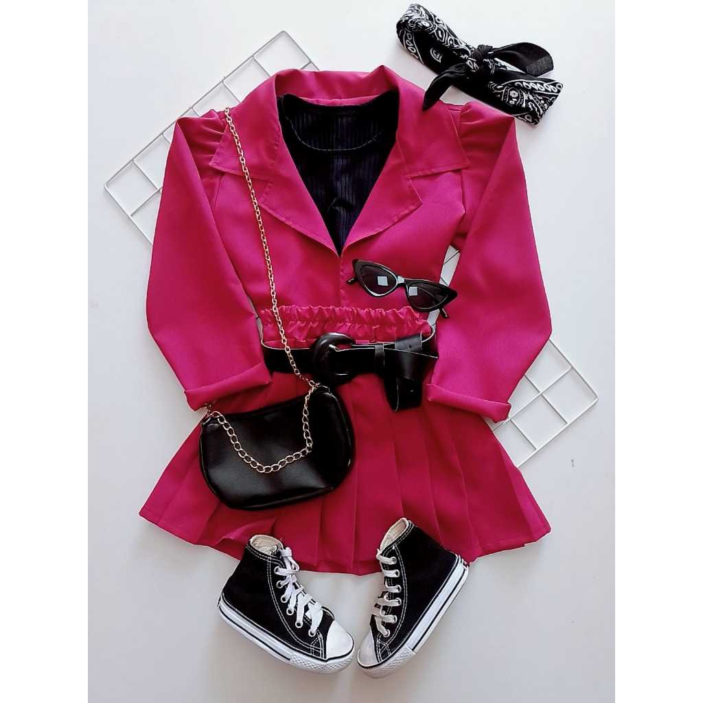 Conjunto Menina Blazer + Saia Conjunto Infantil Roupa Blogueirinha