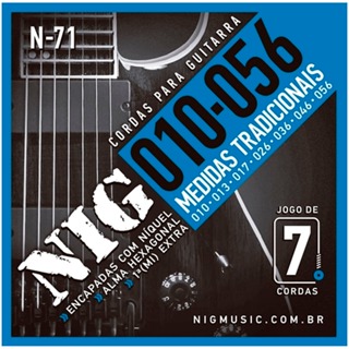 Encordoamento Nig Guitarra De 7 Cordas 010 - 056 - N71 em Oferta na Shopee