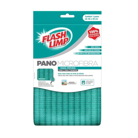 Pano Microfibra Para Moveis Flash Limp Verde Água