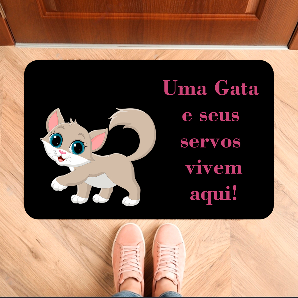 Tapete de Entrada de Porta Antiderrapante Gata (Tap 242)