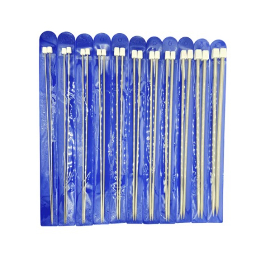 Kit 11 Pares De Agulhas De Tricô Em Aço Inoxidável 35cm