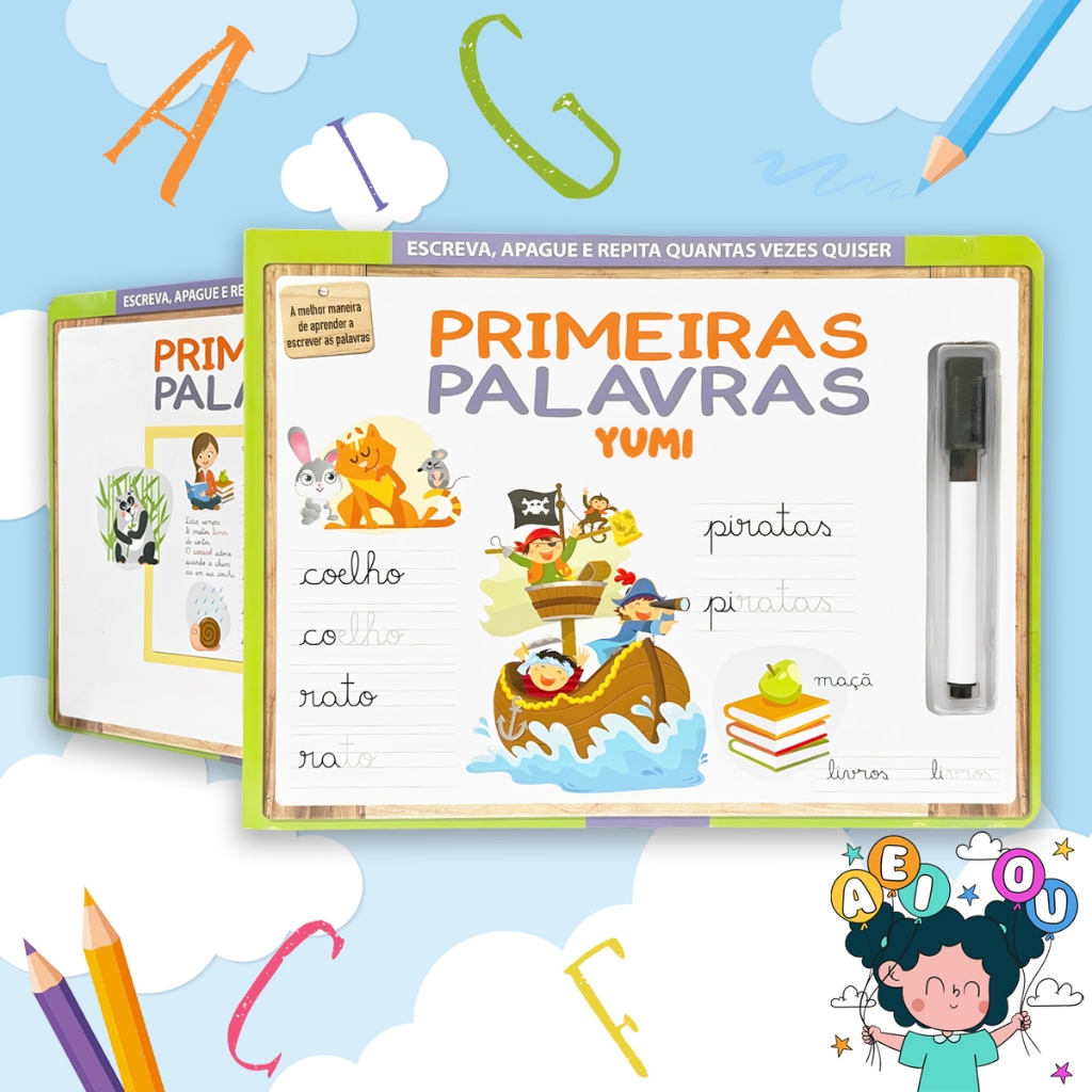 Livro Infantil Magico Aprenda a Ler e Escrever C/ Caneta Apagável - Primeiras Palavras Caligrafia Alfabetização em Oferta na Shopee