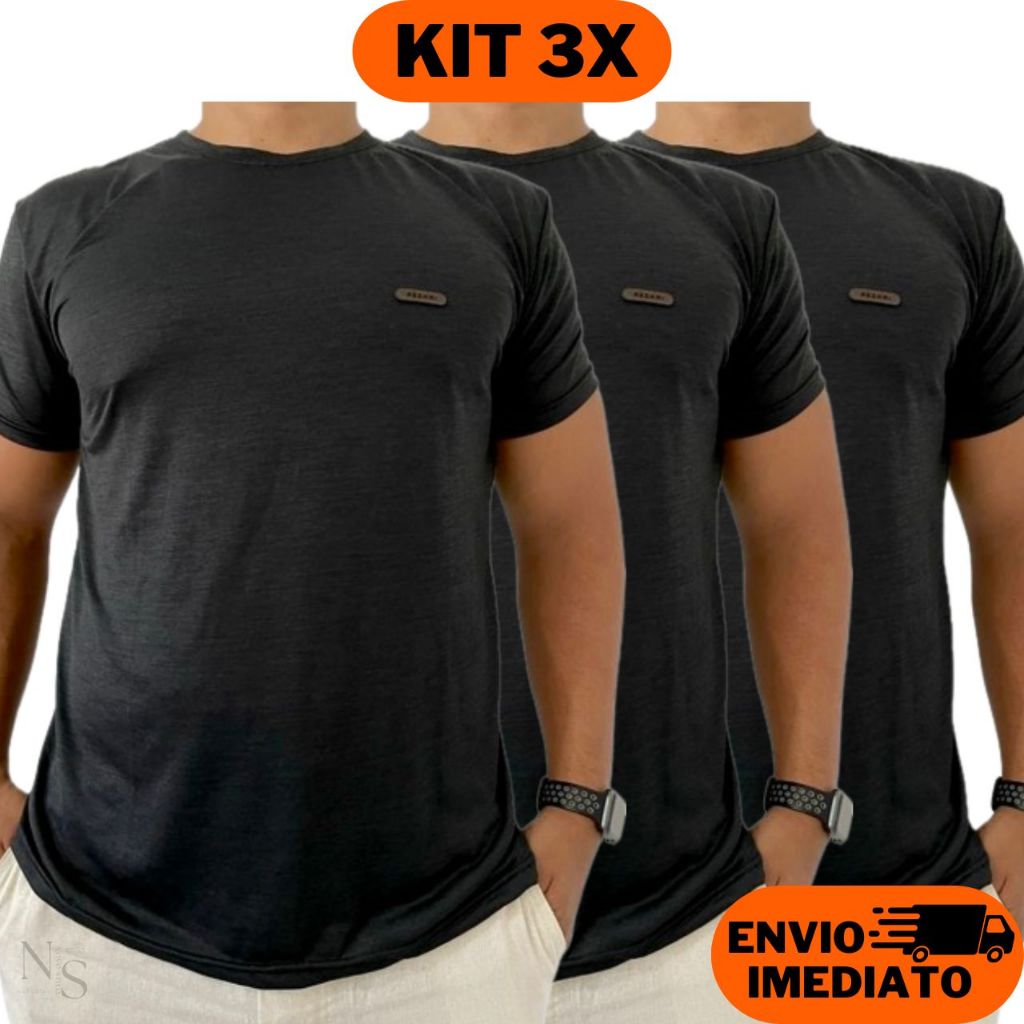 Camisetas Masculinas Dry Fit Kit 3 Geladinha Moda Academia em Oferta na Shopee