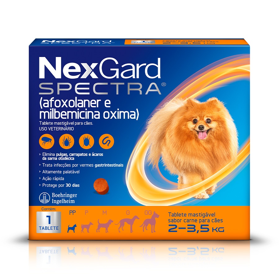 Antipulgas e Carrapatos NexGard Spectra para Cães de 2 a 3,5 Kg Com 1 Tablete em Oferta na Shopee
