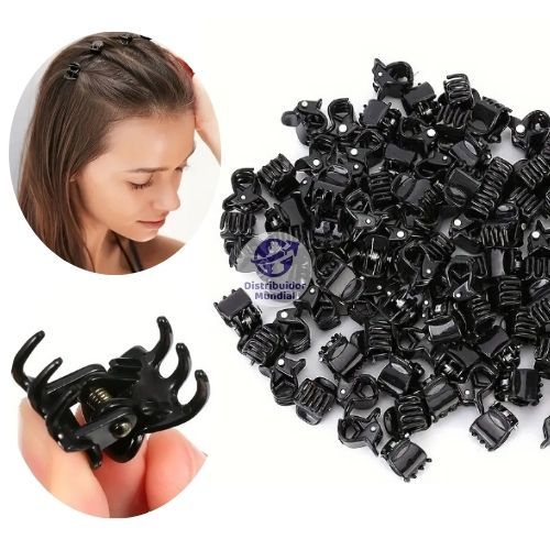 Kit Mini Piranha Preta 48 ou 100 Peças Cabelo Infantil Presilia Penteado Acessórios Menina Moda Feminina Prendedor
