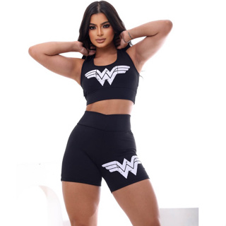 Conjunto Fitness Feminino Top + Short Ciclista Suplex Premium Zero Transparência Academia Treino em Oferta na Shopee