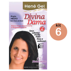 Kit C/ 06un Henê Em Gel Pouch Divina Dama 180g Médio