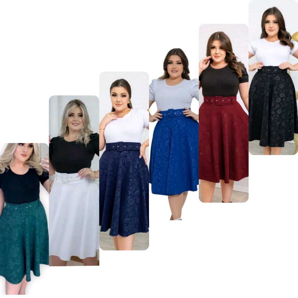 Saia evangelica midi rodado, acompanha cinto no tecido com floral 3D  moda evangelica PRONTA ENTREGA