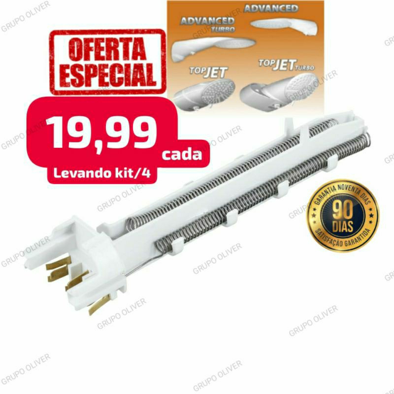 Resistência Lorenzetti Advanced Topjet Paralela 127v/220v 5500W/7500W Multitemperatura ou Eletrônica