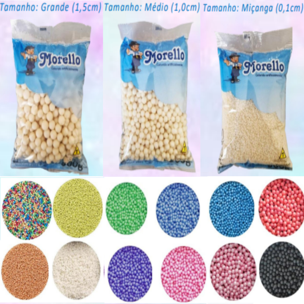 Confeito Perolas Bolinhas Festa 500gr Morello (Cores Fosca)