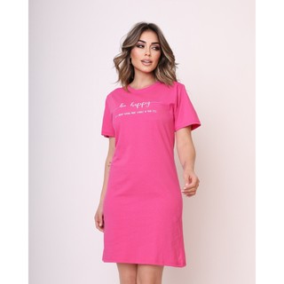 Vestido camiseta  Básica Estampa algodão