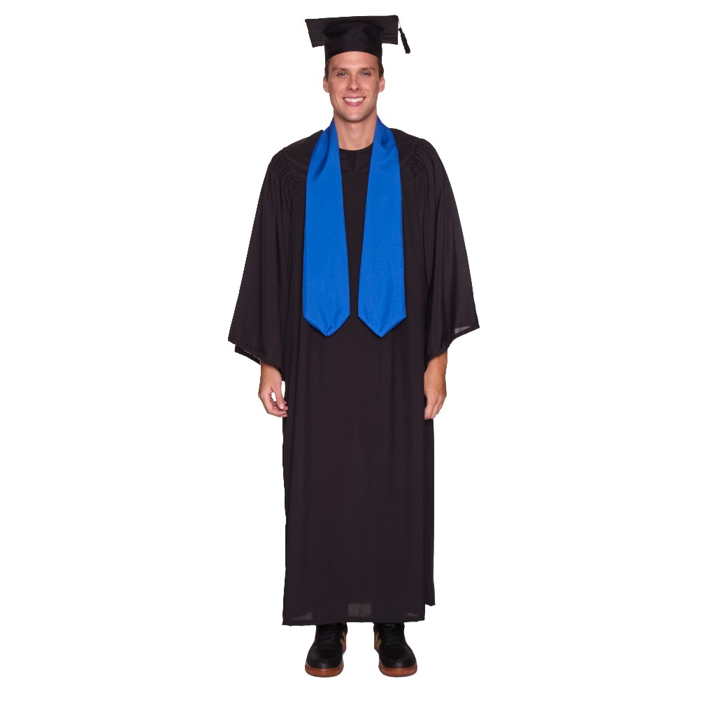 Beca de Formatura com Faixa Azul Royal