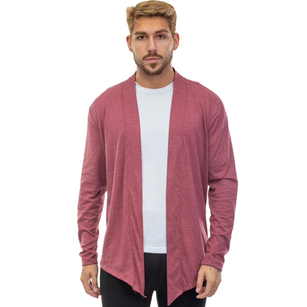 Casaco Cardigan Masculino Sobretudo Levinho Manga Comprida Feito Em Malha De Garrafa Pet Reciclada Moderno Estiloso