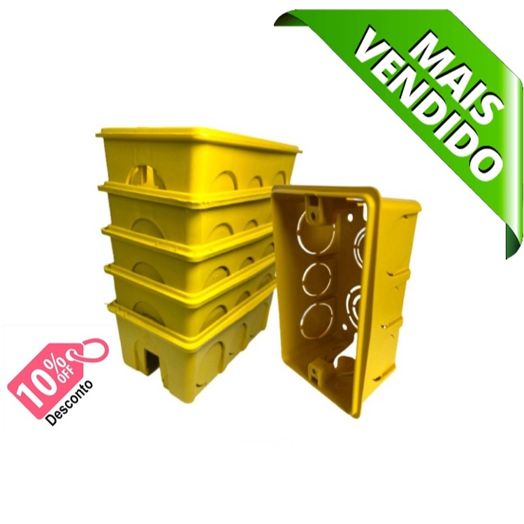 Kit 10 Caixinhas de luz e energia 4x2 p/ elétrica e construção - Reforçadas Amarela Top