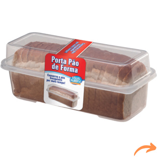 Porta Pão de Forma Transparente Retangular com Tampa 33x15x15 Livre de BPA Recipiente de Pães em Oferta na Shopee